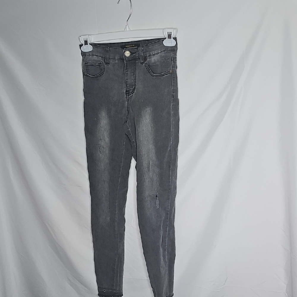 Versace Gray Distressed black gray Skinny Jeans Sz 27